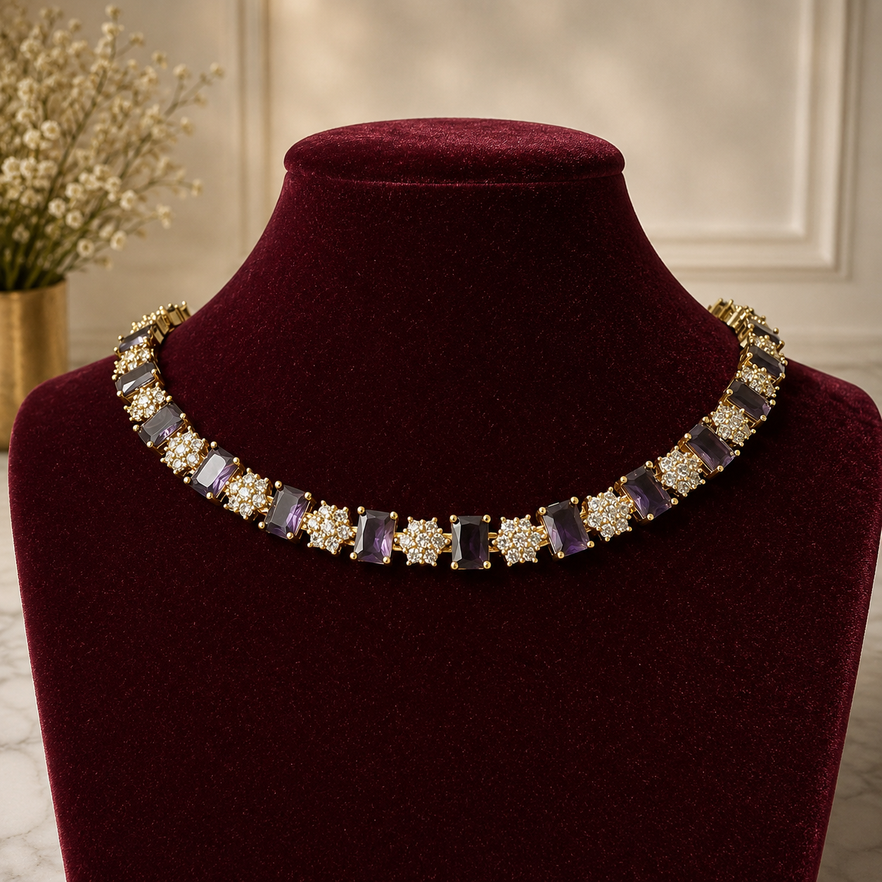 Midnight Bloom CZ Necklace