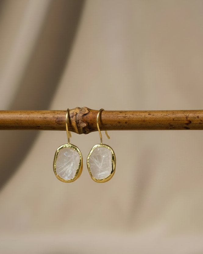 Milky Champagne Drop Earrings
