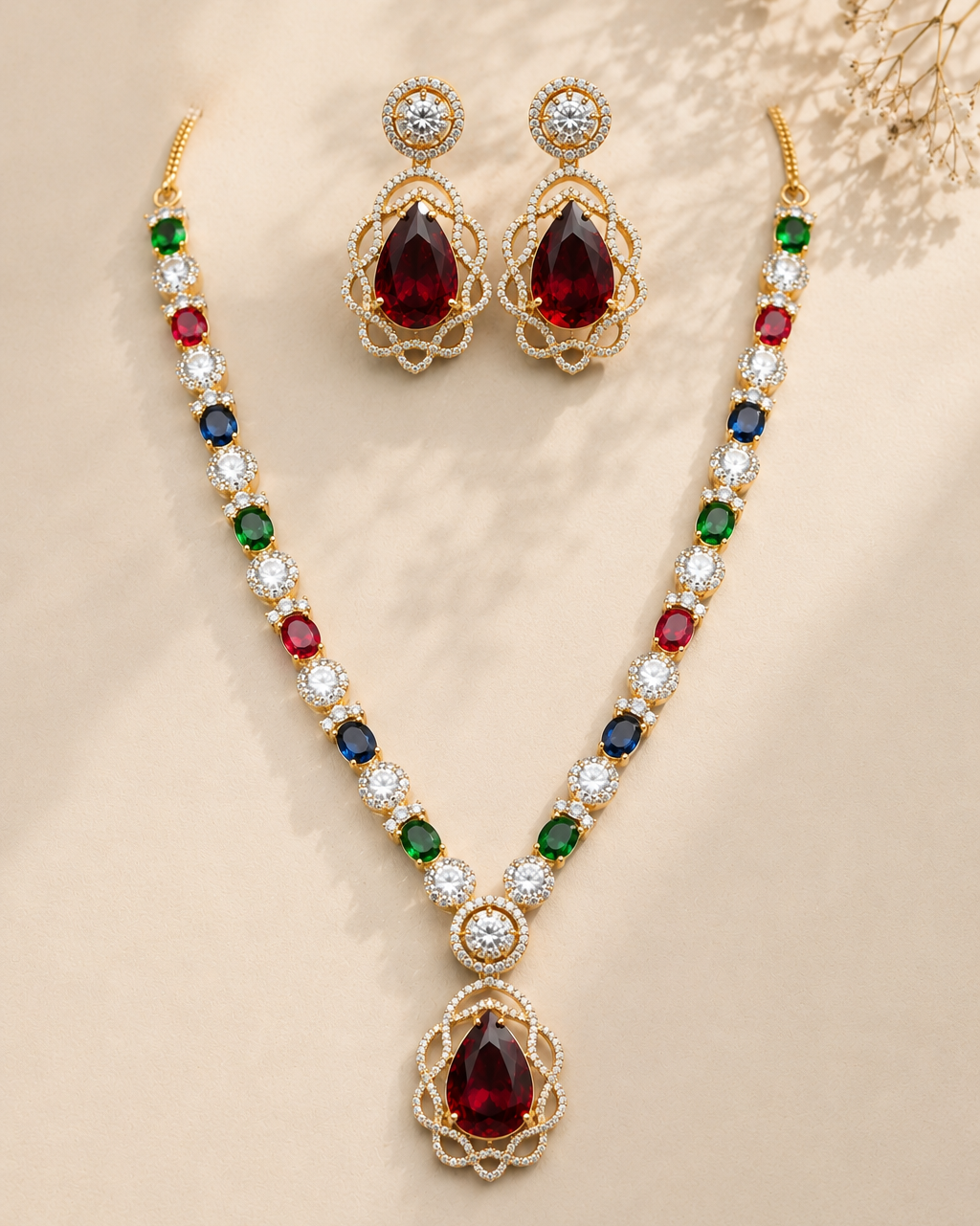 Multi CZ Partywear Necklace Premium
