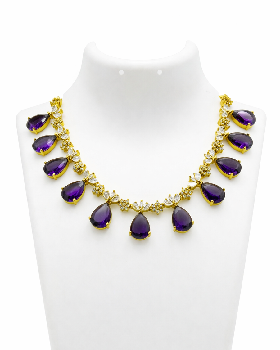 Isha Victorian CZ Stone Necklace Set