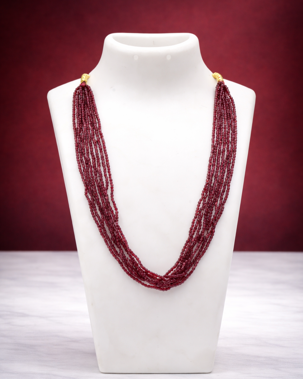 Multi-standed Maroon beaded necklace set