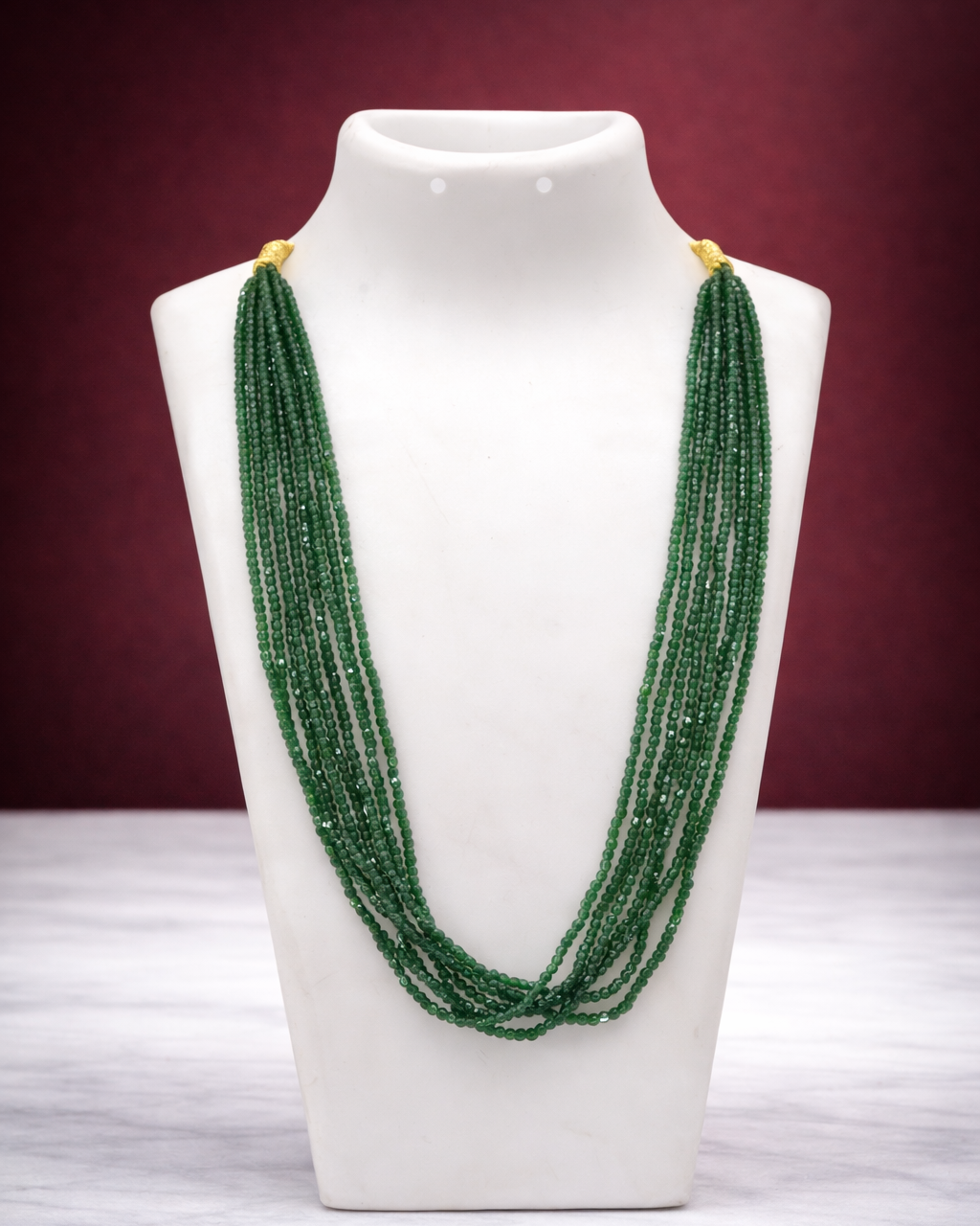 Multi-Stranded Green Beaded Necklace