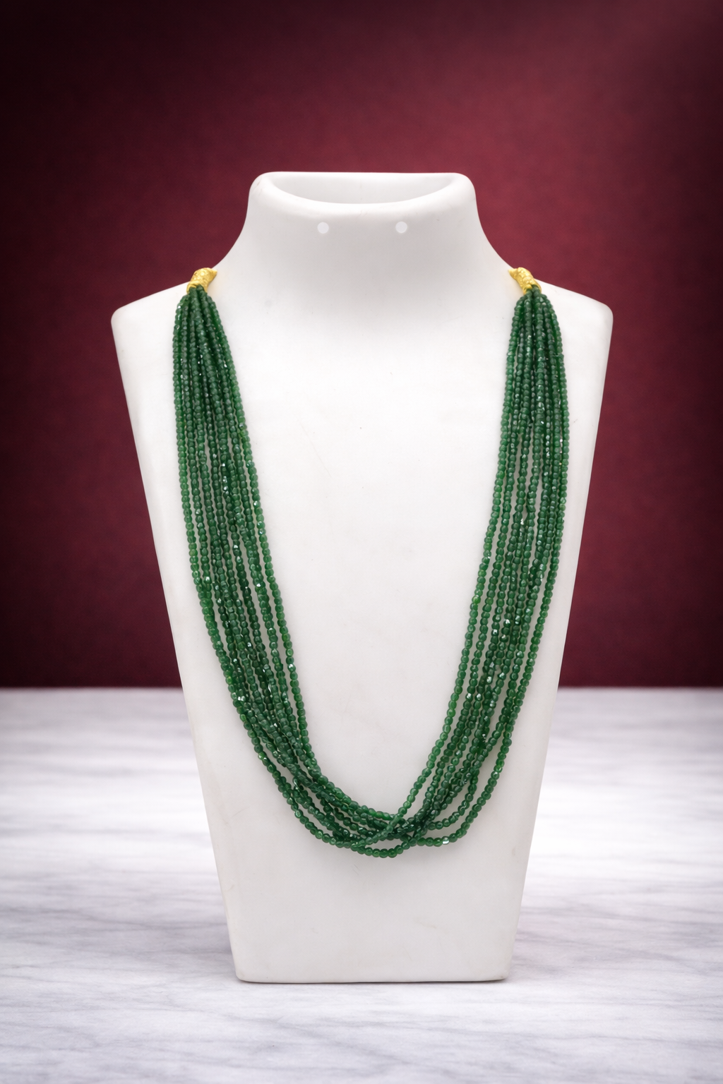 Multi-Stranded Beaded Green Necklace