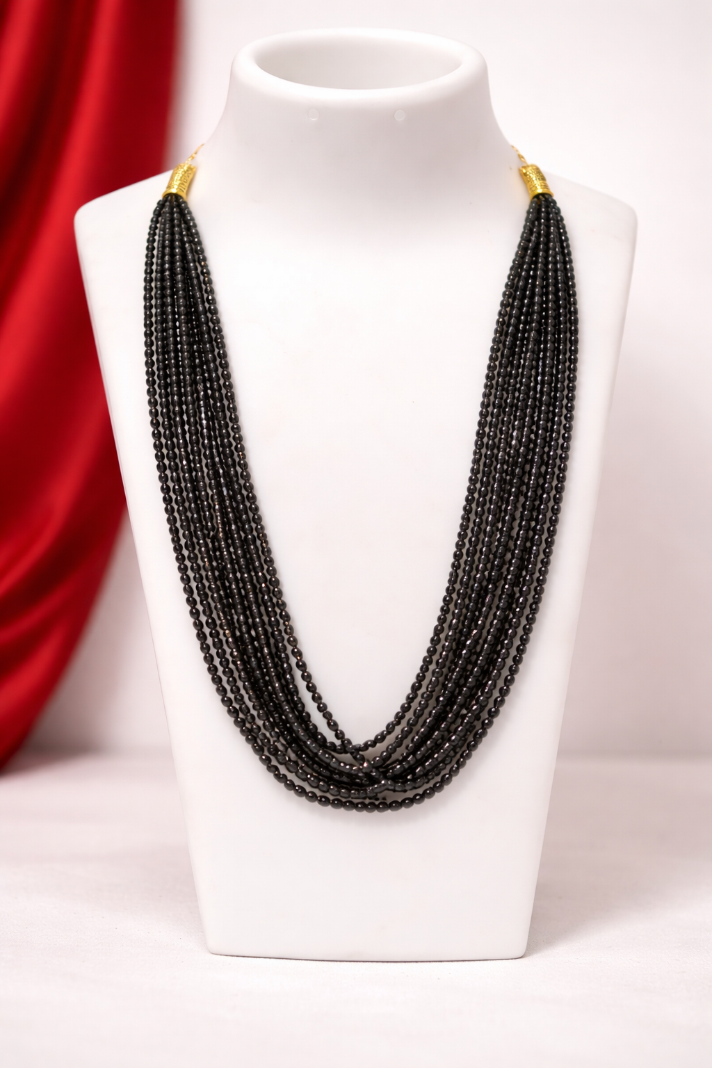 Black Beads Multistaanded necklace