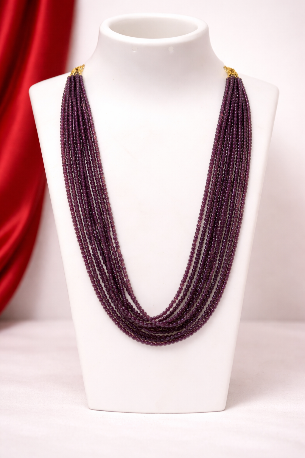 Purple Beaded Multistranded Necklace