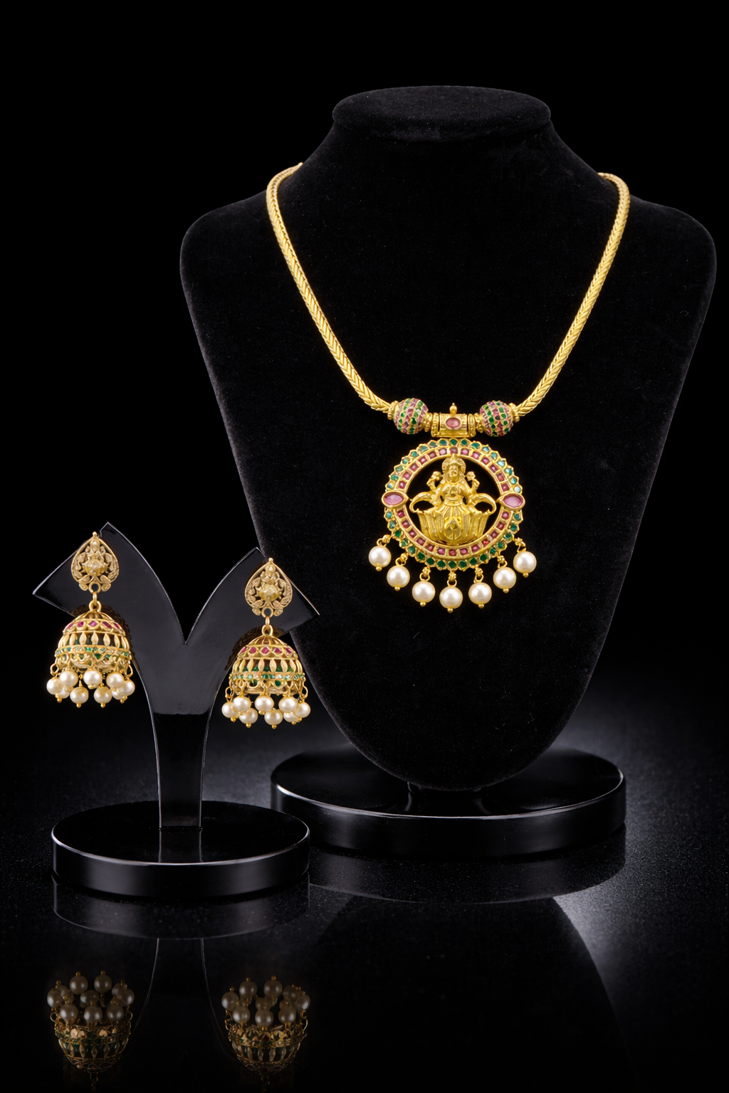 Lasya Lakshmi Kemp Stone Temple Necklace