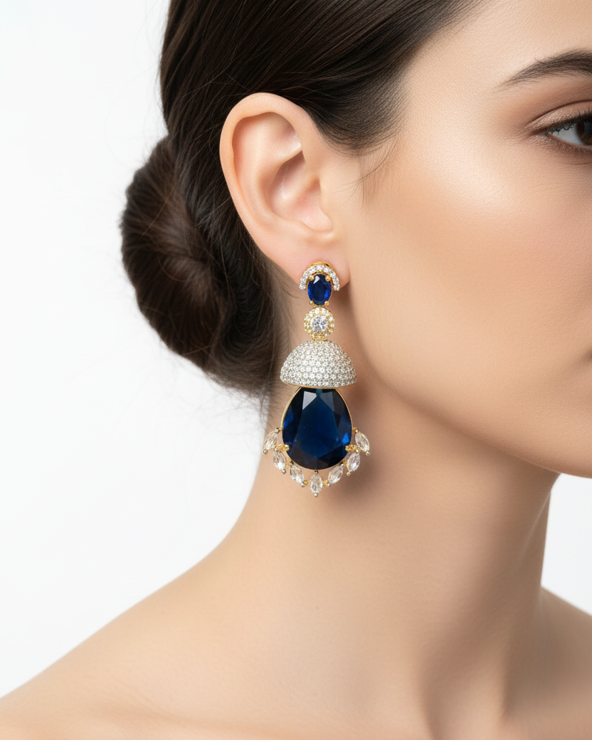 Royal CZ Sapphire Blue Necklace Set