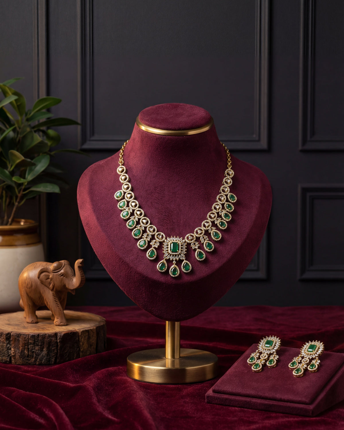 AD Ruby &Emerald Premium Necklace Set