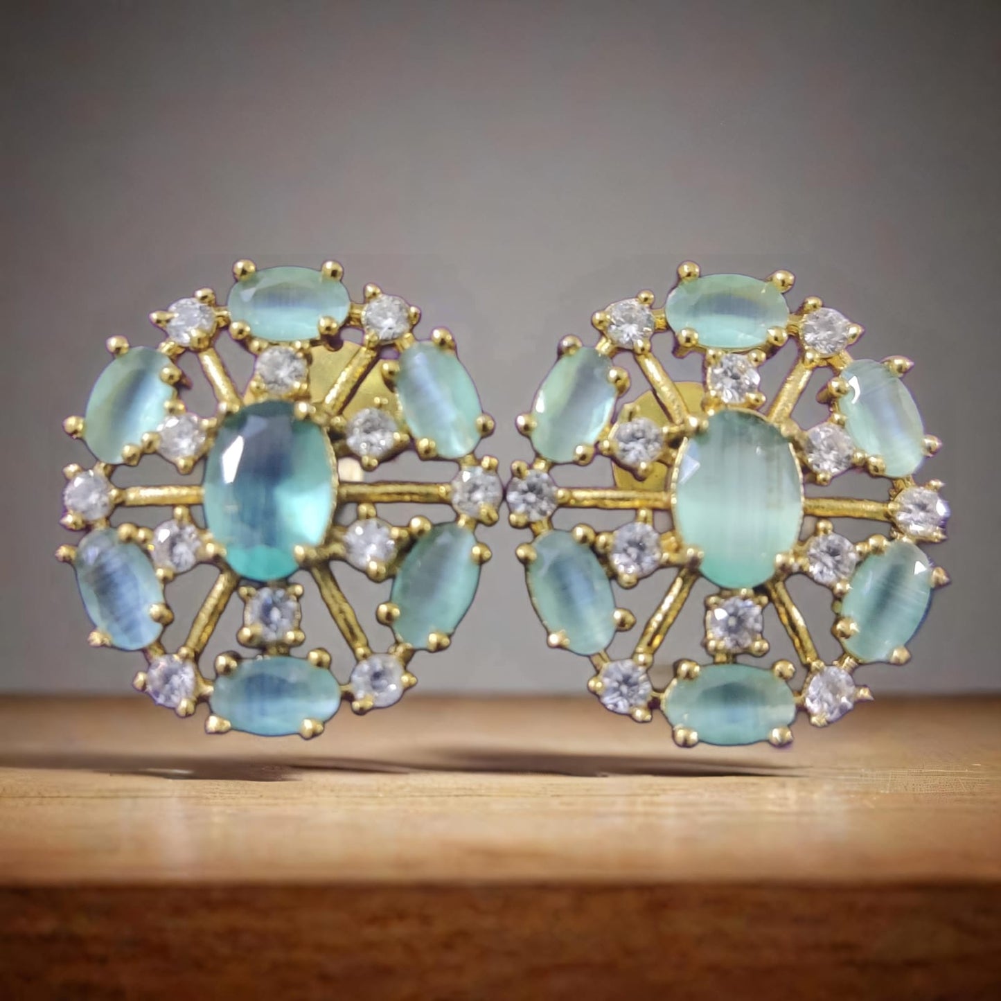 MARINE GREEN OPAL EARSTUDS