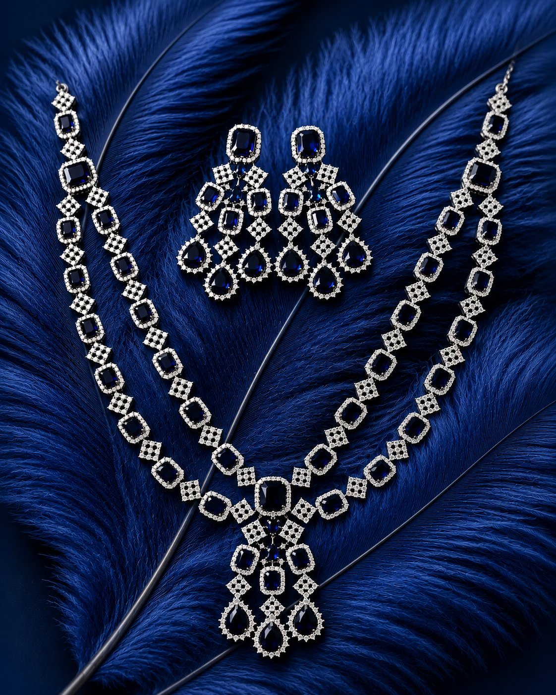 Premium CZ Sapphire Blue Partywear Necklace