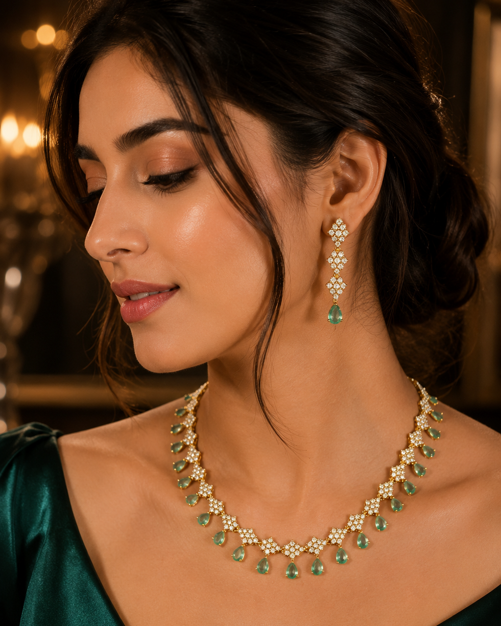 Mint Green Trendy Fashion Necklace Set