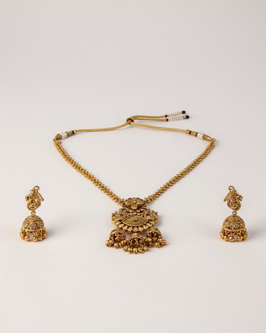 Jyothika Antique Ruby Necklace Set| Gemof U