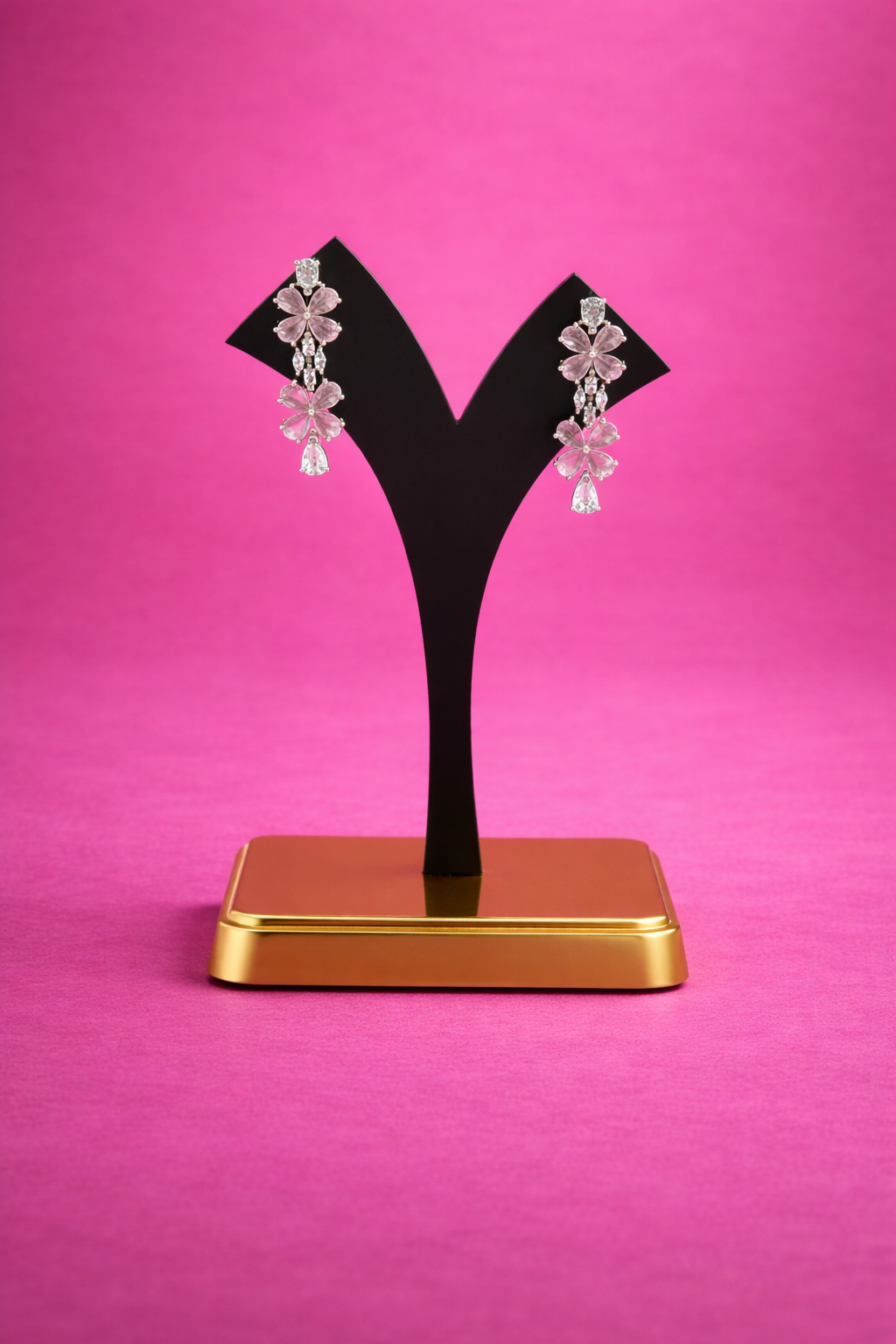 Alvira CZ Pink& White Party Wear Rhodium_Plated Necklace