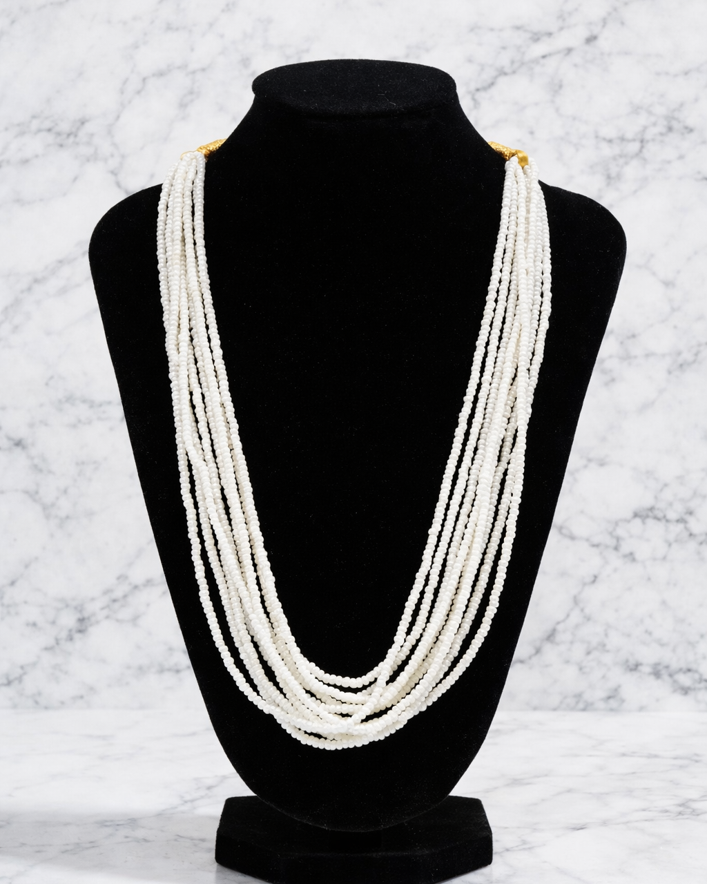 White Multi stranded Beaded Necklace