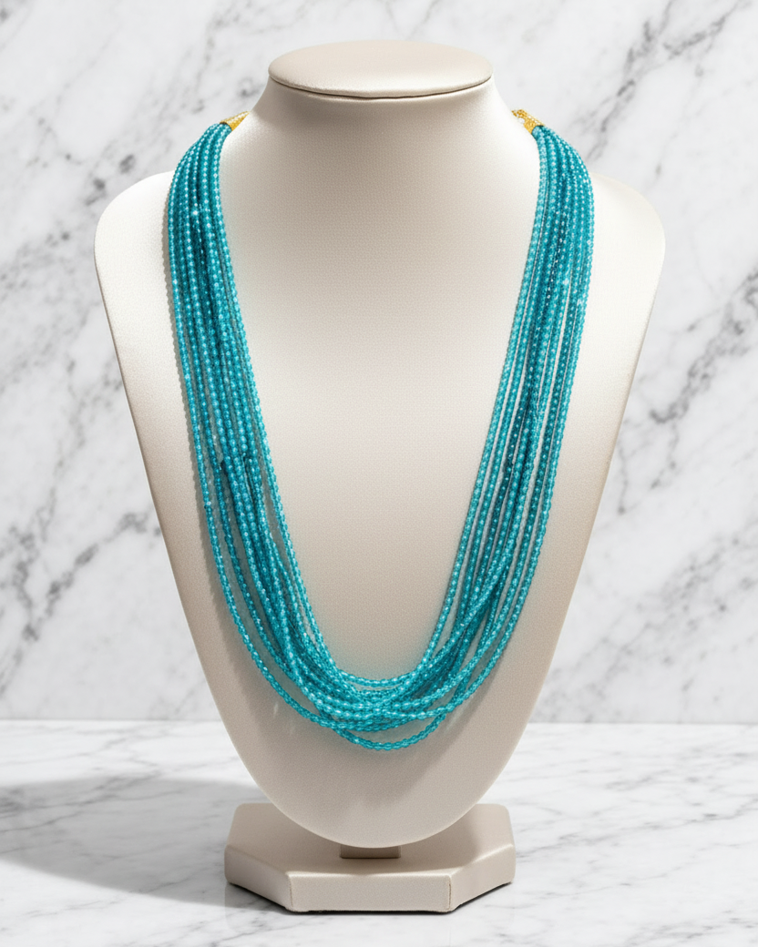 Tur Blue Turquoise Multistanded Beads Necklace