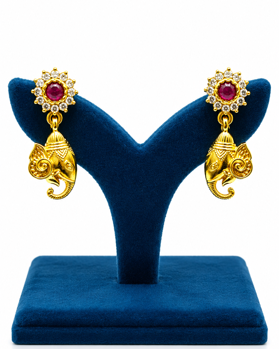 Antique Gold Lakshmi Pendant Necklace Set with Pearl Drops