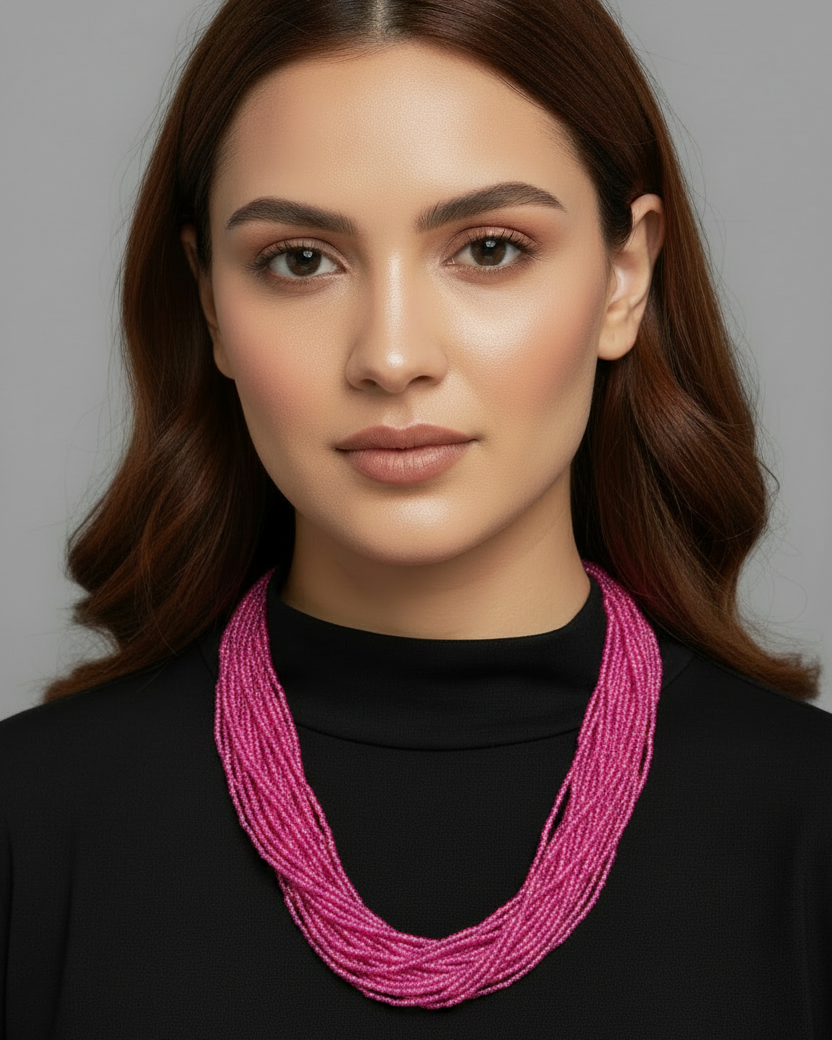 Pink multilayered Beads Necklace