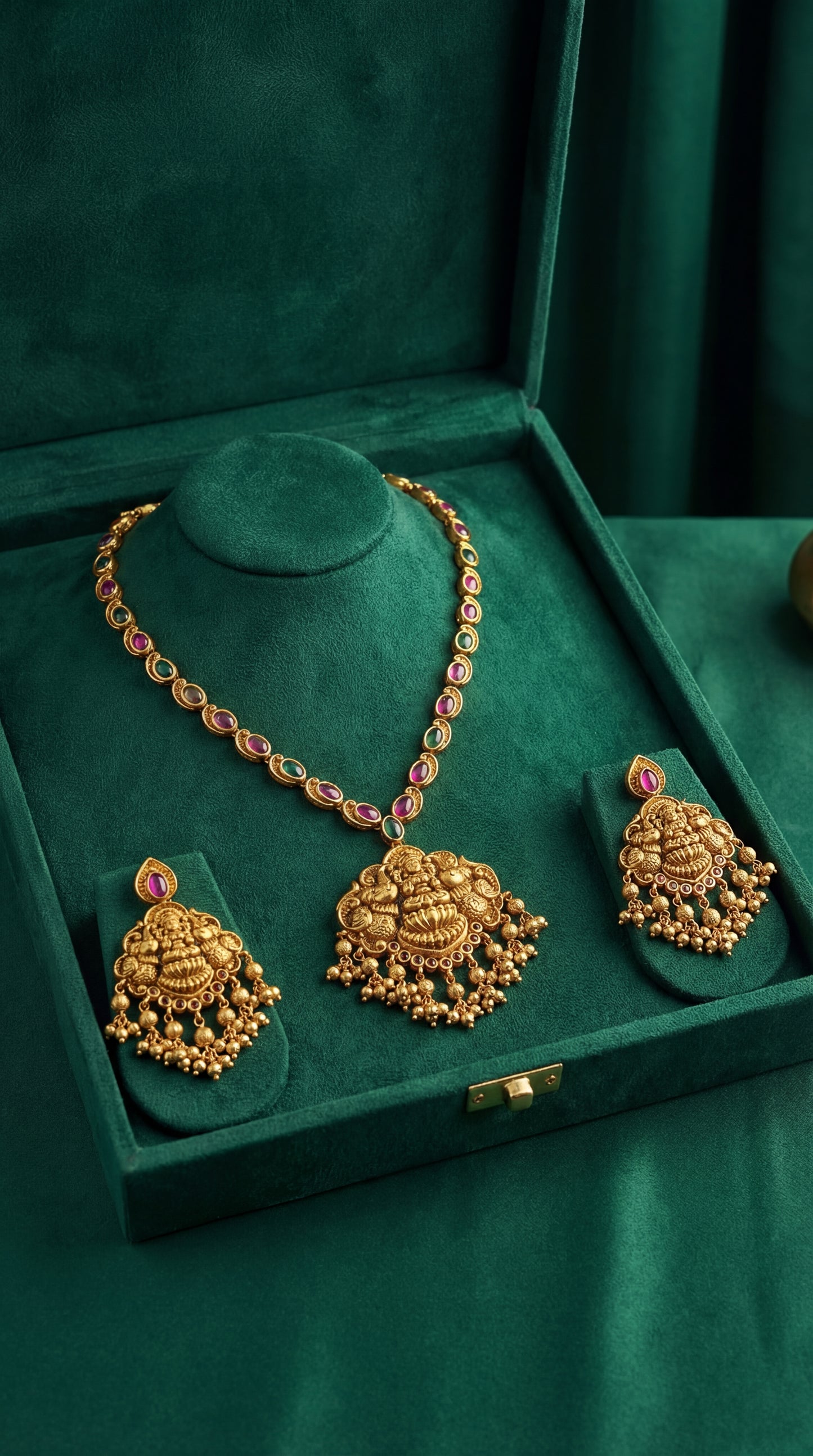 Lakshmi Multistone Antique Kemp Necklace