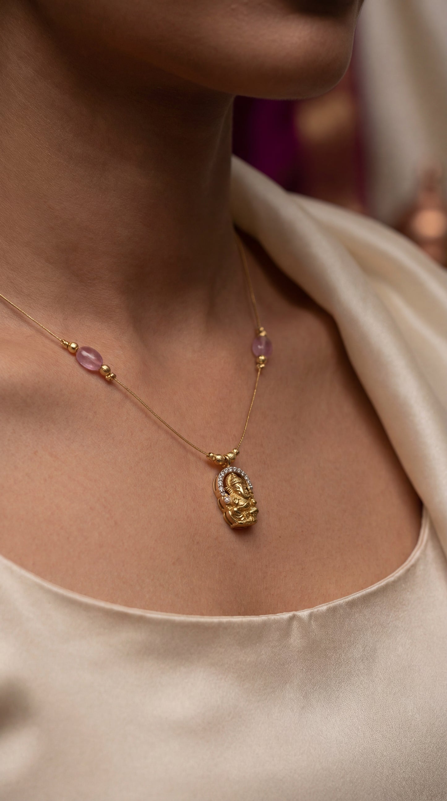 invisible Chain with Pink Beads