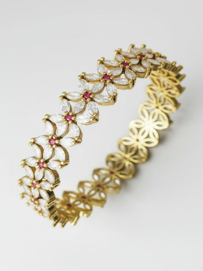 Regal Ruby Flower Bangle