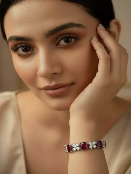 Pink Rhodium Plated CZ Bangles