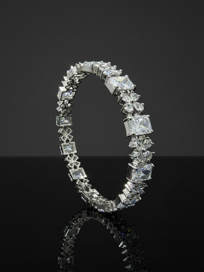 Pink Rhodium Plated CZ Bangles