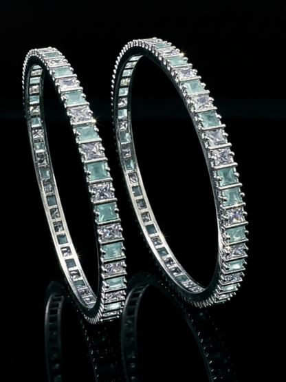 A Pair Of AD Mint Green Bangles