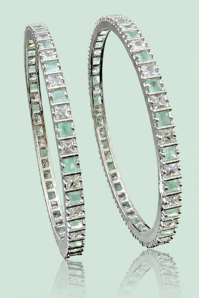 A Pair Of AD Mint Green Bangles