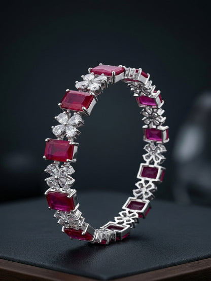 Pink Rhodium Plated CZ Bangles