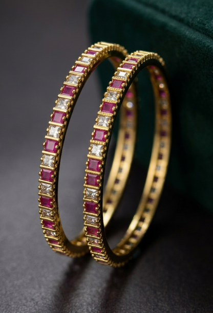 A pair Of Ruby AD Stone Bangles