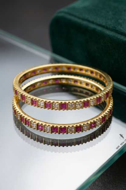 A pair Of Ruby AD Stone Bangles