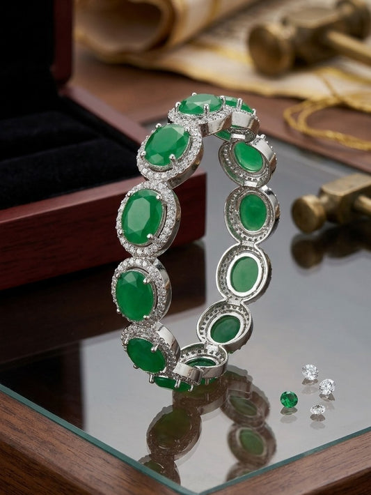Emerald Silver Replica Bangle