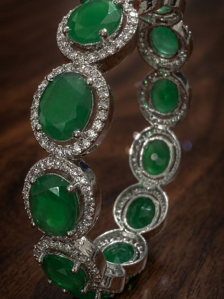 Emerald Silver Replica Bangle