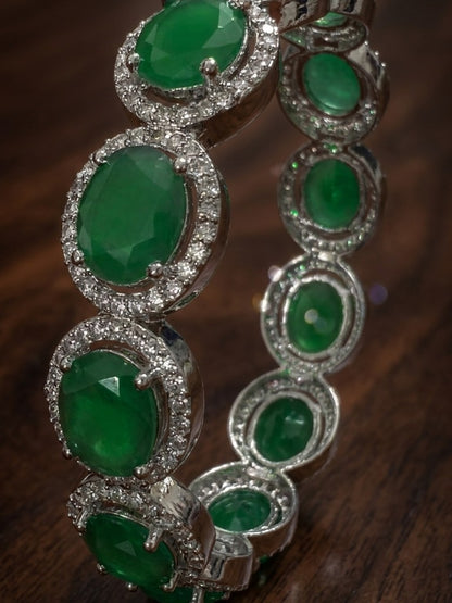 Emerald Silver Replica Bangle