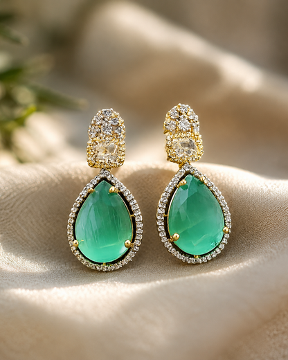Arushi AD Mint Green Rain Drop Necklace