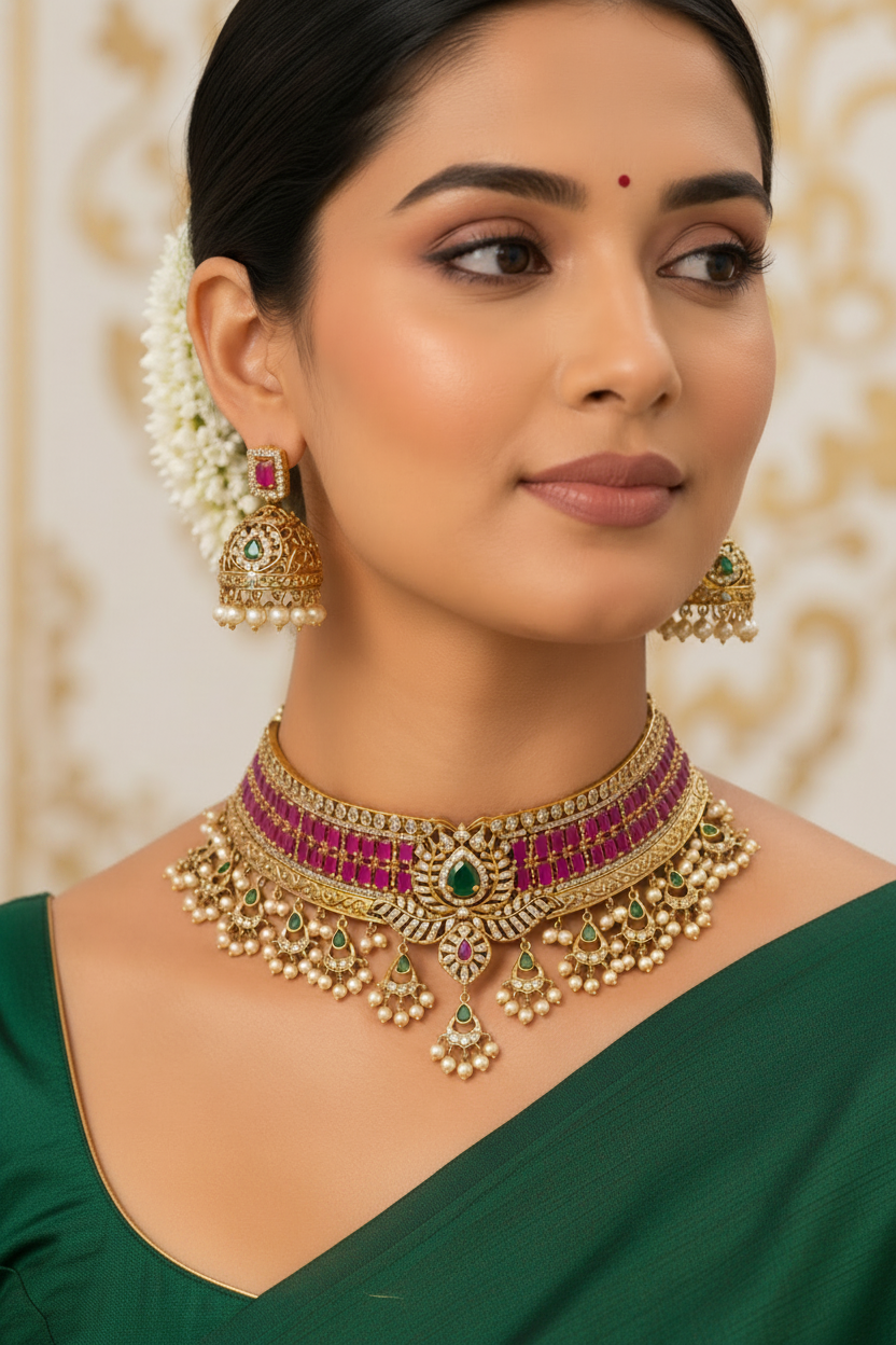 Yashika Premium Chocker CZ Luxe Necklace Set