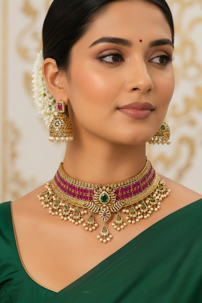 Yashika Premium Chocker CZ Luxe Necklace Set