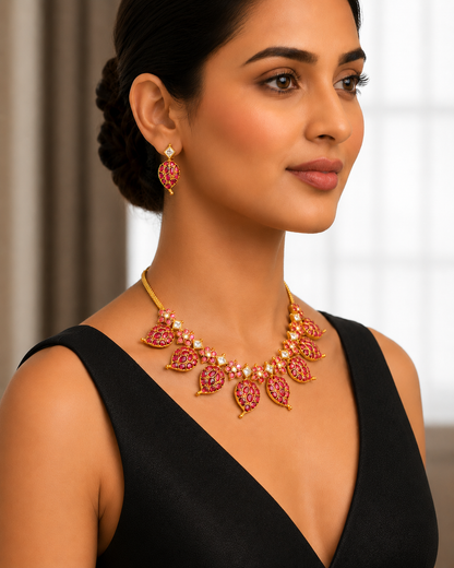 Kemp Mango Premium Ruby Necklace Set