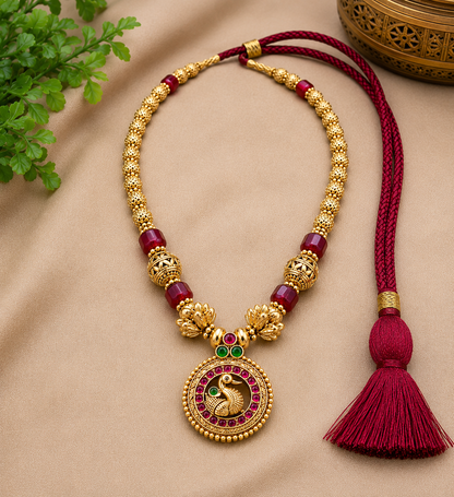 Antique Premium Red &Gold Beads Necklace