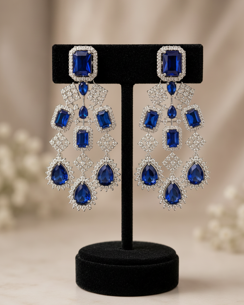 Premium CZ Sapphire Blue Partywear Necklace