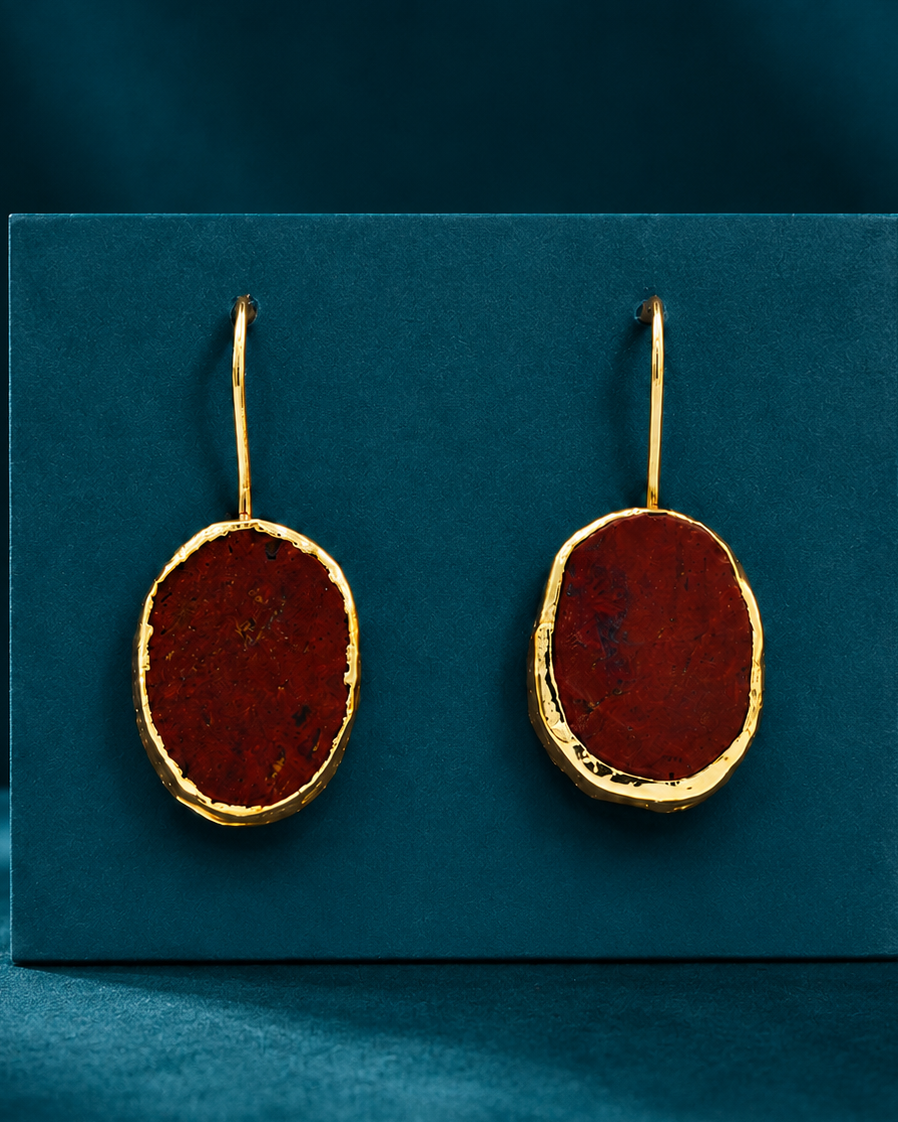 Burgandy Oval Drop Earrings