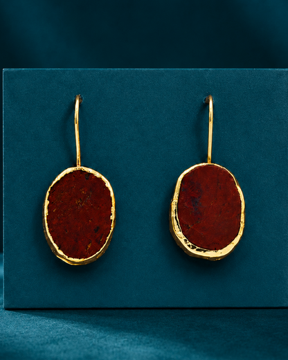 Burgandy Oval Drop Earrings
