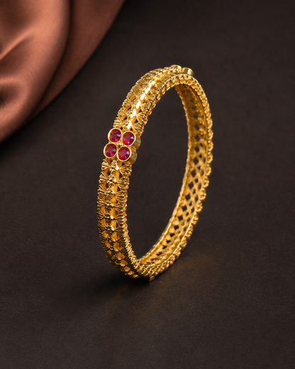 Ruby Flower Antique Bangle | GemofU