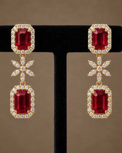 Red CZ Stone Premium Party Wear Necklace Set