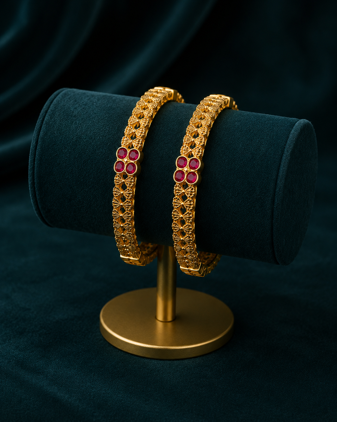 Ruby Flower Antique Bangle | GemofU