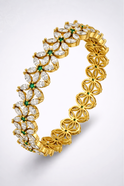 Floral CZ Ruby & Green Bangles