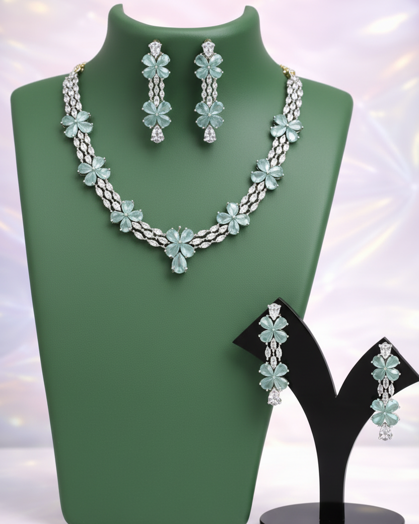 Alvira CZ  Party Wear  Rhodium- Plated Necklace