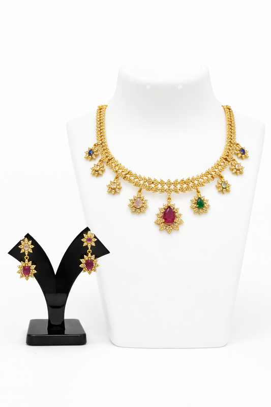 Meba Multistone CZ Necklace Set