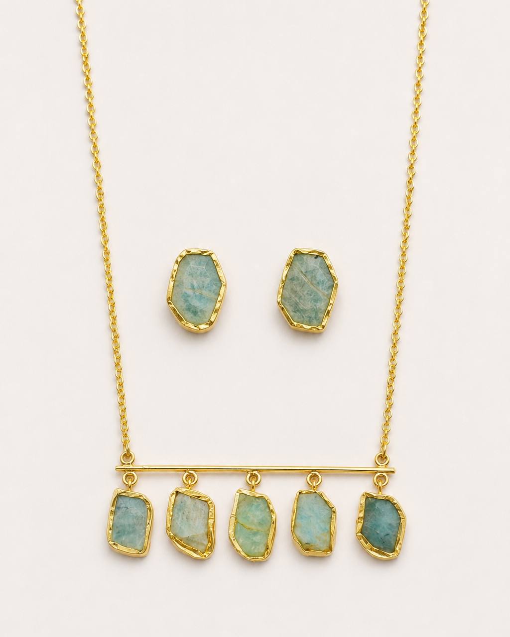 Mint Quartz Fringe Statement Set