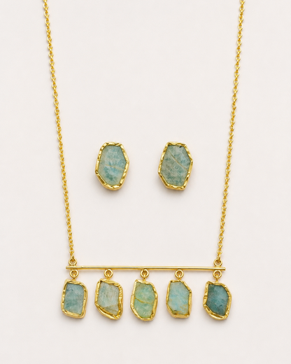 Mint Quartz Fringe Statement Set